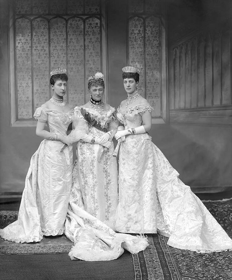 Queen Alexandra (1844-1925), née Princess Alexandra (Caroline Marie Charlotte Louise Julie) of Denmark. Queen Louise of Denmark (1817-1898), née Louise (Wilhelmine Friederike Caroline Auguste Julie) of Hesse-Cassel.  Princess Royal, Duchess of Fife (1867-1931) née Princess Louise (Victoria Alexandra Dagmar) of Wales.