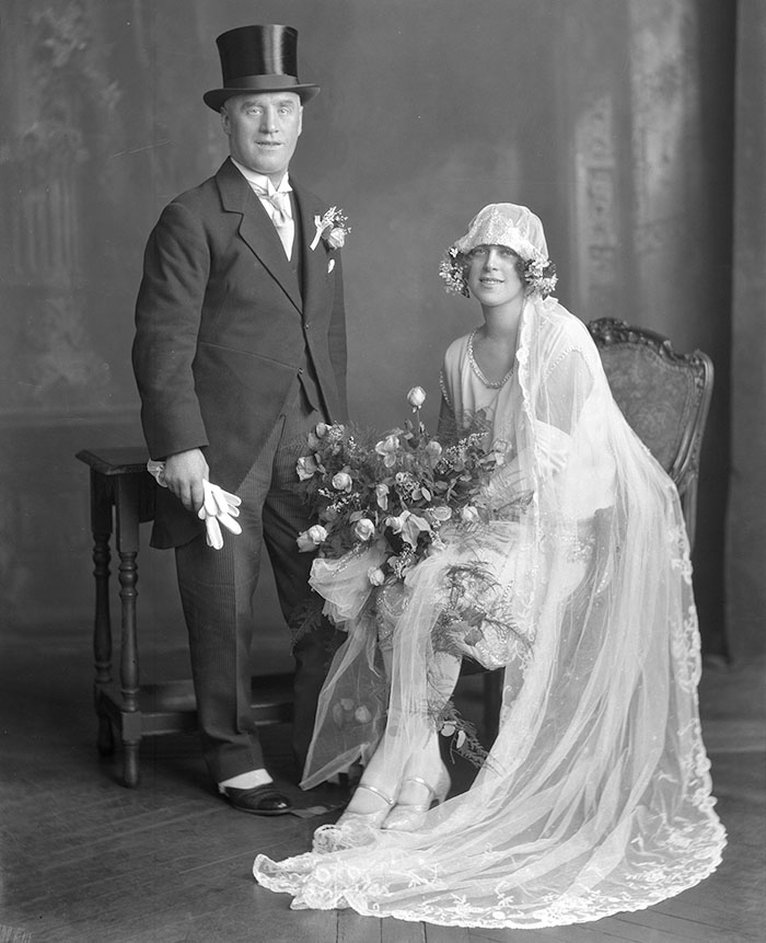 Mr and Mrs George Dickson Paxton, wedding portrait. 