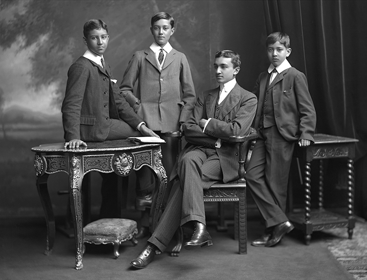 The four sons of HH Sir Nripendra Narayan Bhup Bahadur, Maharaja of Cooch Behar (1862-1911)