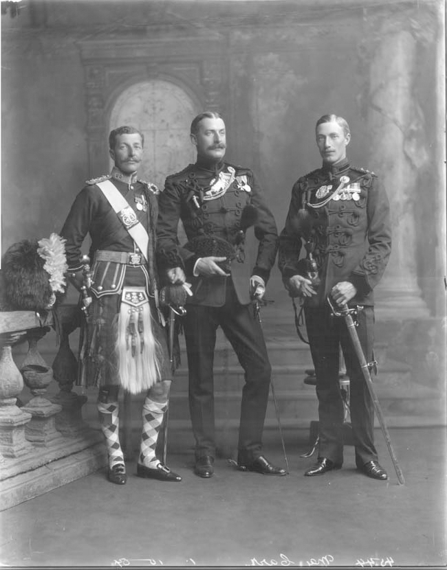 (1) Captain, later Major Henry Barchard Fenwick Baker-Carr (1873- ?); 2nd Lieutenant Argyll & Sutherland Highlanders 1893; Lieutenant 1896; Captain 1900; Major 1914.  (2) Major Robert George Teesdale Baker-Carr (1867-1931); entered Rifle Brigade 1888; Captain 1893; Major 1904-1906; ADC to Lord Elgin 1894-1899 & Lord Curzon 1899-1905, Viceroys of India. (3) Captain, later Brigadier-General Christopher D'Arcy Bloomfield Saltern Baker-Carr (1878-1949); entered Rifle Brigade 1898; Captain Rifle Brigade 1902-1906; Lieutenant-Colonel Tank Corps 1917; Brigade Commander 1918-1919; Brigadier General 1919.