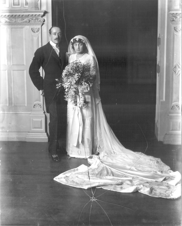 The marriage of Compte Jacques de Lesseps to Miss Grace Mackenzie, wedding portrait. 