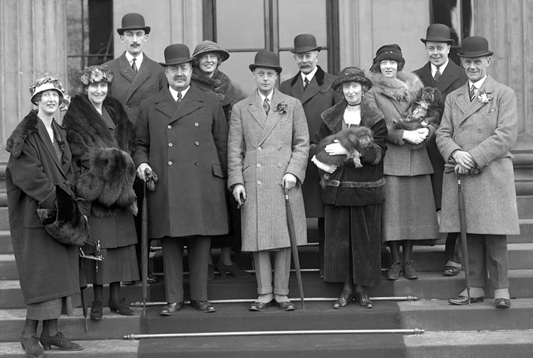 Archibald Campbell, 4th Baron Blythswood, HRH The Prince of Wales and others at Blythswood House, Renfrewshire.